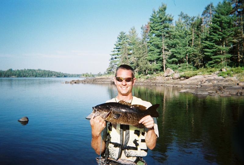 This is a great photo of a small mouth bass from Iron Lake.